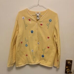 Talbots Yellow Sweater with Floral Details